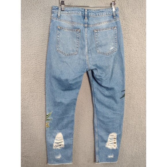 Sandro Basil Floral & Snake Embroidered Crop Denim Jeans Pants Women Sz 38 US 30 - Picture 4 of 15